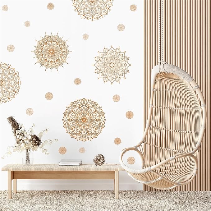 Brown Mandala Wall Sticker Mandala Decals for Window Boho Modern Art Mural | Headboard vinyl decoration, lotus peel and stick, removable, self adhesive, for bedroom living room yoga room home gym decor - Image 4