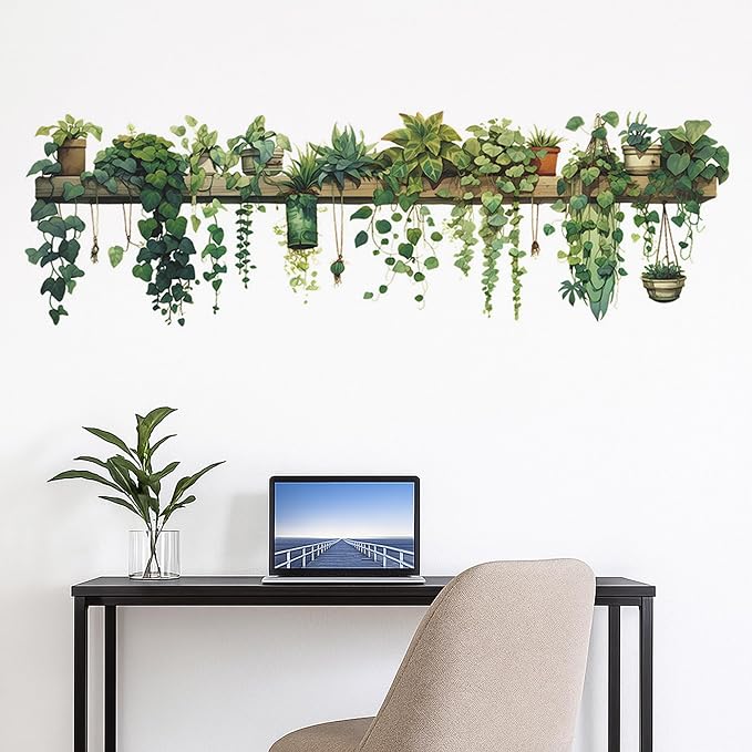 Green Plant Wall Stickers Vinyl Wall Decals Removable Wall Clings Peel and Stick Wall Mural for Bedroom Living Room Office (Large) - Image 4
