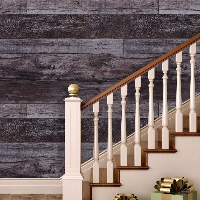 WENMER Grey Wood Peel and Stick Shiplap Self Adhesive Wallpaper - 17.71" x 236" Wood Plank Wallpaper for Countertop, Cabinet, Shelf, Drawer, Wall, Door - Image 3