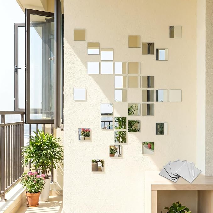 Jetec 50 Pcs Small Acrylic Square Mirror Tiles for Crafts DIY,1 Inch - Image 4
