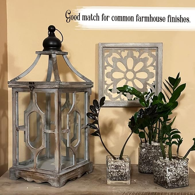 Yudarte 2pcs Set Square Mandala Cutout Wall Mirror Decor - Farmhouse Rustic Decorative Mirrors for Bedroom Bathroom Living Room Kitchen Entryway 12x12 Inches - Image 2