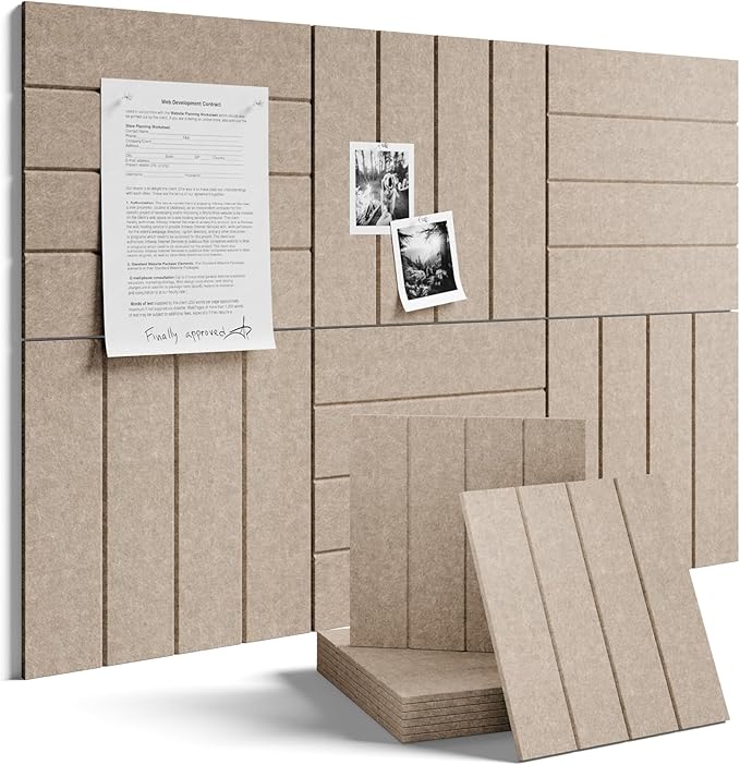 Fluxynara 36" x 24" Large Felt Bulletin Board, Taupe | 6 Pack Cork Board Alternative with 30 Safe Adhesive Tabs, Pin Boards for Wall Decor, Home, Office, Classroom,Dorm by FLUXYNARA