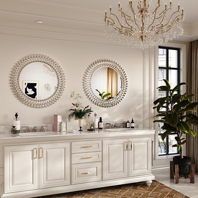 Kelly Miller 28" Jeweled Luxury Round Decorative Wall Mirror - Image 8