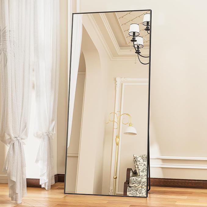 Antok Full Length Mirror, 71"x32" Floor Mirror with Stand, Black, Rect - Image 8