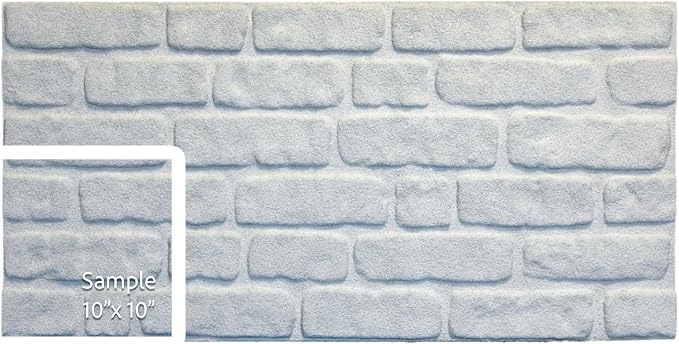 Dundee Deco 3D Wall Panels Faux Brick - Cladding White Stone Look Wall Paneling, Styrofoam, Sample, Size 10 x 10 in. by DundeeDeco