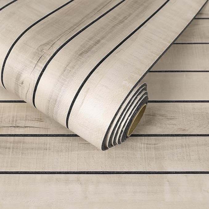 CHIHUT Sand Birch Peel and Stick Wood Slat Wall Panels 12"x79" Flexible 3D Wood Grain Thick Foam PVC Wallpaper Roll Self Adhesive Soundproof Acoustic Paneling for TV Background Ceiling Kitchen Island by CHIHUT