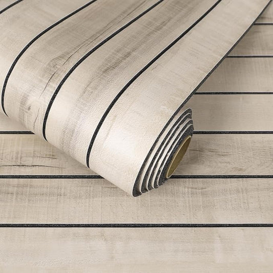 CHIHUT Sand Birch Peel and Stick Wood Slat Wall Panels 12"x79" Flexible 3D Wood Grain Thick Foam PVC Wallpaper Roll Self Adhesive Soundproof Acoustic Paneling for TV Background Ceiling Kitchen Island by CHIHUT