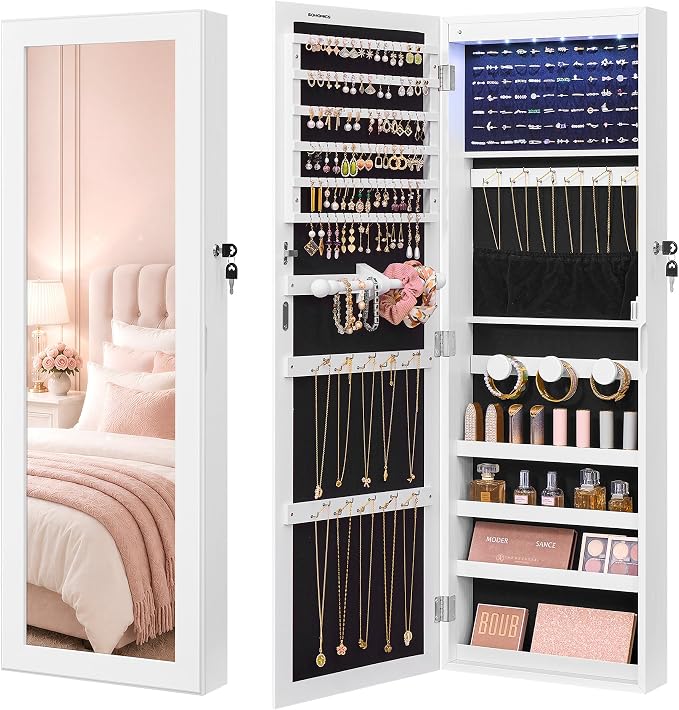 SONGMICS Jewelry Cabinet, Wall or Door Mounted Armoire, 6 LED Lights by SONGMICSbySONGMICSHOME