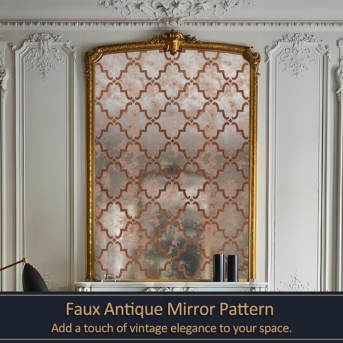 LiveInUrban Vintage Foxed Moroccan Rusts Antique Chrome Reflective Style Wallpaper, Grunge Peel and Stick Contact Paper for Wall Furniture Vanity Dresser Home Decor, 15.35"x39.37" - Image 5