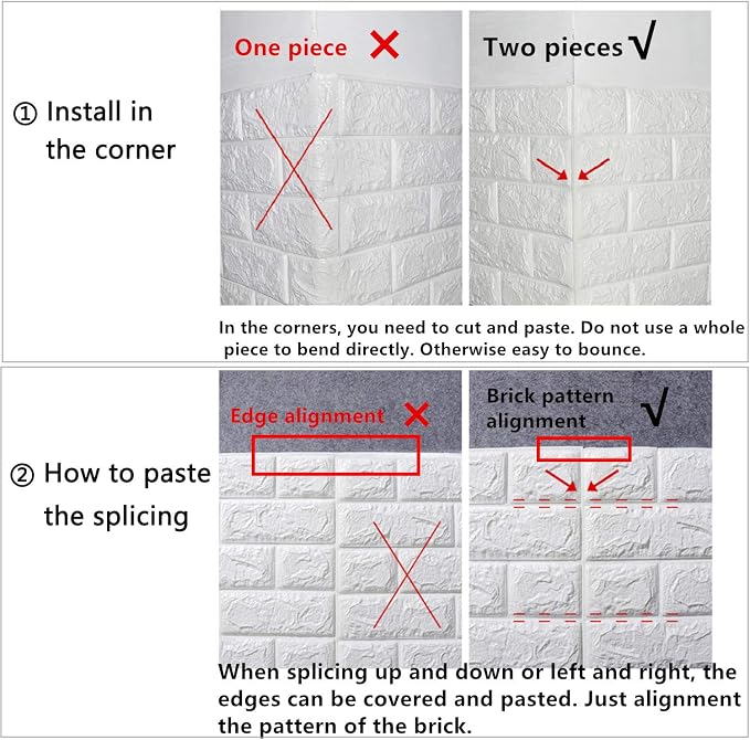 MYOYAY 10 Pcs 3D Wall Panels Peel and Stick 27.5 x 30.3 Inch (in Sum 57 sq.ft.) White Brick Wallpaper Self-Adhesive Foam Wall Panels for Living Room Bedroom Background Wall Decor - Image 5