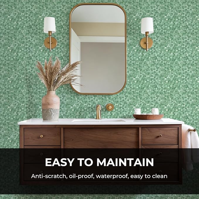 STICKGOO Peel and Stick Backsplash Tiles, Stick on Mosaic Self Adhesive Tiles, 3D Hexagon Backsplash for Kitchen Bathroom Fireplace Vanity (8PCS, Light Green) - Image 2