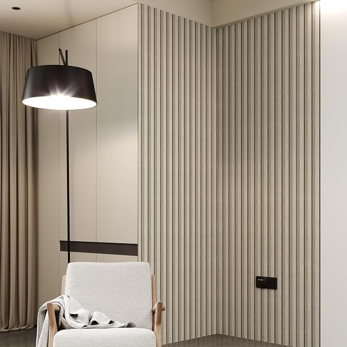 Beige Peel and Stick Slat Wall Panels,Wood Grain Paneling 118"x15.75" | (13Sq.ft)Self-Adhesive,Soundproof,Moisture-Resistant,3D,Faux Wood Panels,for Bedroom,Bathroom,Entryway,Walls & Ceilings - Image 2