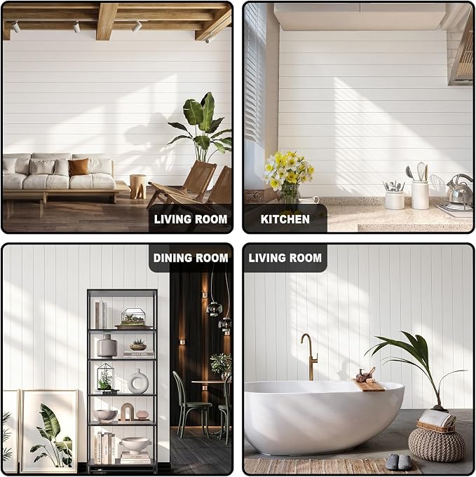 Geelin Shiplap Peel and Stick Panels for Walls Self Adhesive PVC Slat Wall 15.75"x 118" Panel Peel and Stick Wallpaper Backsplash Soundproof Wall Panels for Bedroom Living Room Decor Ceiling - Image 7