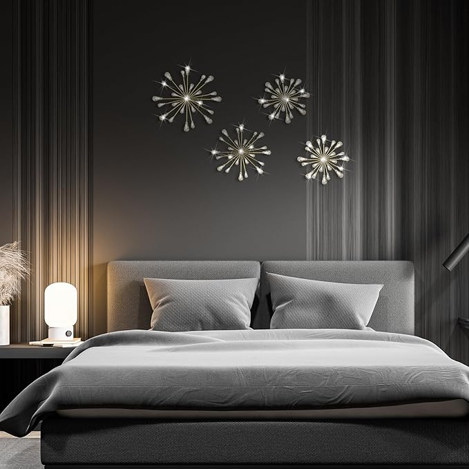 Hicarer 4 Pcs Starburst Wall Decor, Metal Wall Art, Gold - Image 5