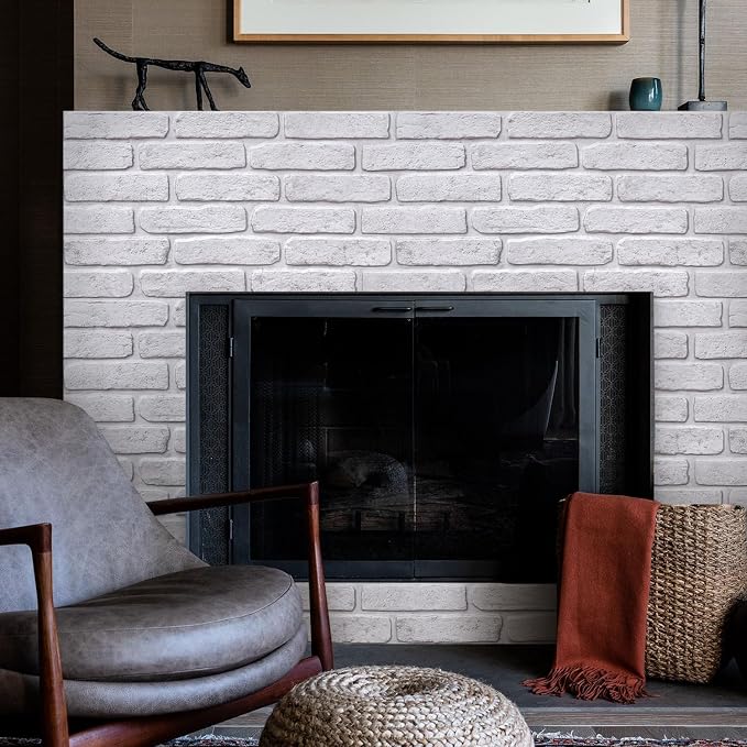 COMSTICKC 3D Faux Brick Wall Panel Peel and Stick Wall Covering | White with Gray Spots, 12 Pcs of 22.8" x 11.8", UrltraLight PVC 3D Brick Wall Stickers Tiles for Indoor Deocr, 22.48 sq.ft - Image 7