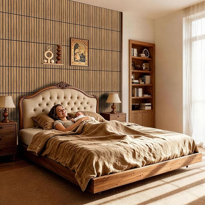 Acoustic Panels,12 Pack Sound Panel 11.8”x15.7”x0.35”,Rustic Teak | Simulated PVC Wood Grain Finish,Peel and Stick Wall Panels,100% Polyester Fiber Soundproof Wall Panels for Interior Wall - Image 8