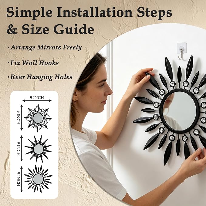 Starburst Wall Decor Mirrors As Room Accents Decorative Hanging Mirror - Image 2