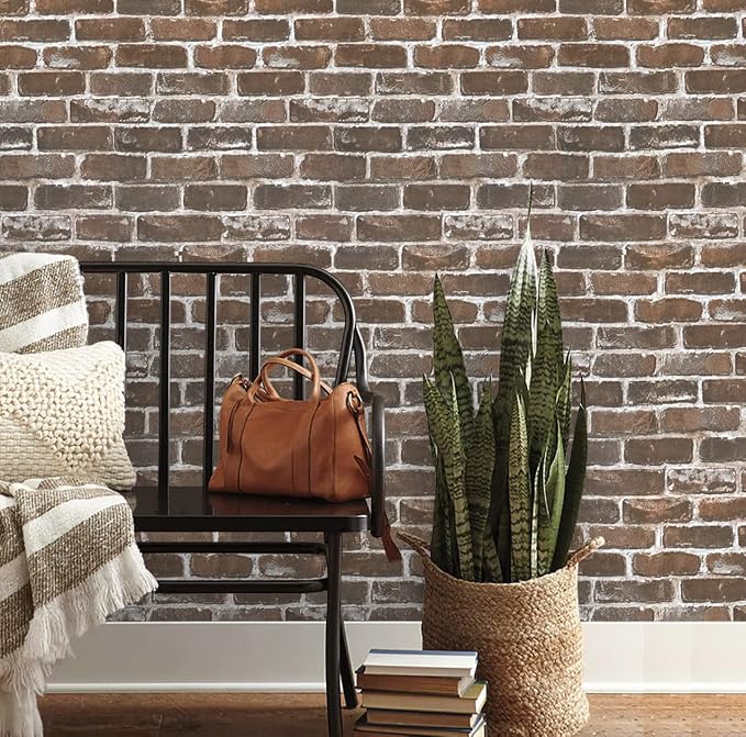 Timeet Red Brick Wallpaper Self Adhesive Peel and Stick Wallpaper Removable Contact Pape Textured for Bedroom Living Room Wall Decor Vinyl Film Roll 17.7"×118.11" - Image 2