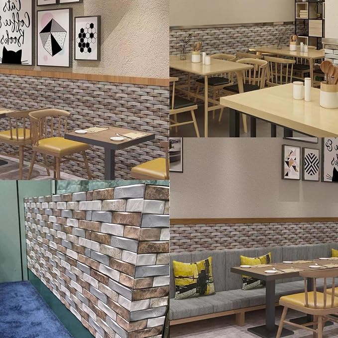 3D Wall Panels Peel and Stick,Faux Brick Wall Panel,10PCS 30x30cm Foam PVC Self Adhesive Wallpaper Application Such as Games Rooms, Offices, Hotels, Living Rooms, bedrooms and Kitchens. - Image 2