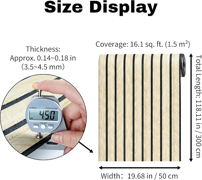 3D Wall Panels, Peel and Stick Wood Grain, 19.7" x 118.1" | Self-adhesive PVC and XPE wall panels with 4.5mm raised wood grain texture for clean, smooth interior walls - Image 6