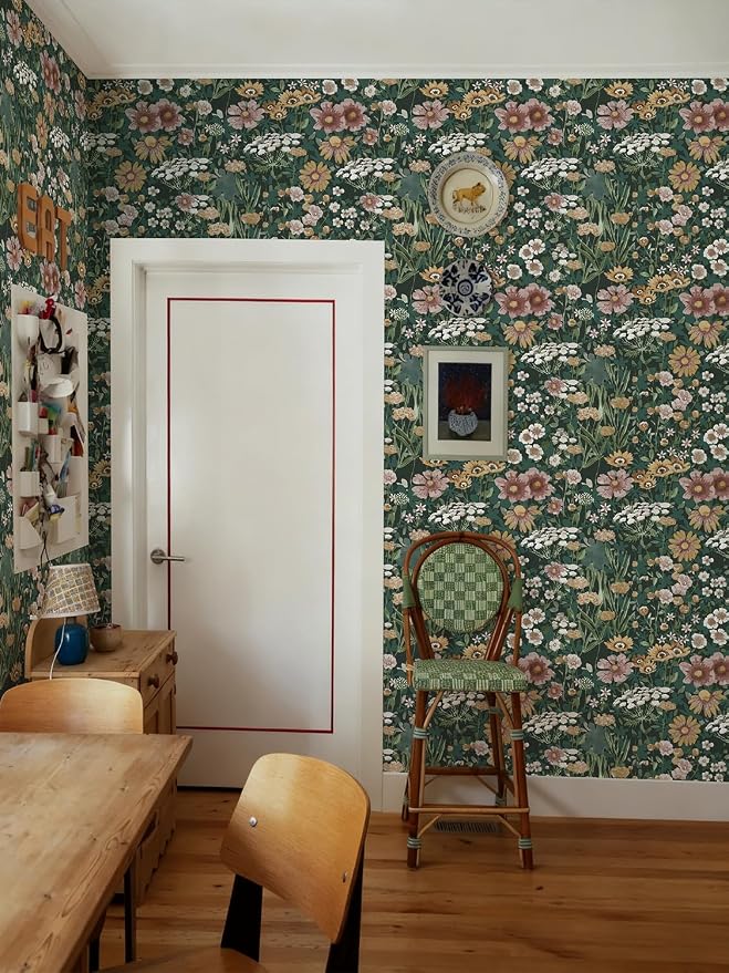 Orainege Vintage Floral Peel and Stick Wallpaper Boho Daisy Wallpaper | 16.9inx393.7in Self Adhesive Floral Contact Paper for Bedroom Living Room Accent Wall Decor Removable - Image 4