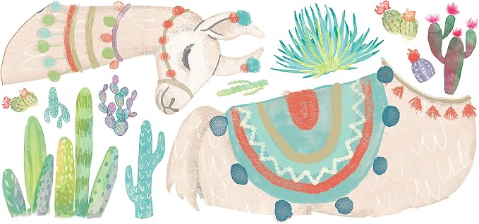 RoomMates RMK3839GM Watercolor Llama Peel and Stick Giant Wall Decals - Image 4