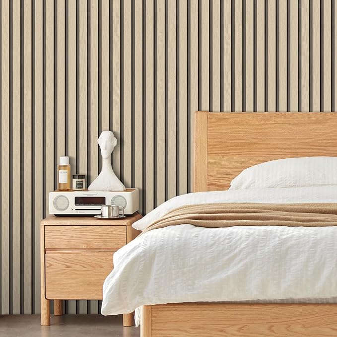Arthome Wood Slat Wallpaper 17''x120'' Peel and Stick self Adhesive Wood Wallpaper PVC Vinyl Decorative Removable Wallpaper Waterproof Faux Wood Grating Stripe Contact Paper for Living Room (Oak) - Image 5