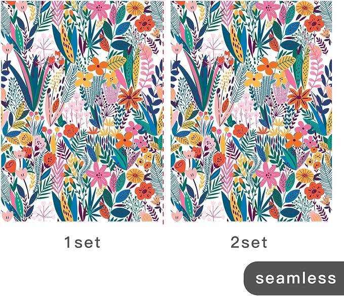 Colorful Floral Peel and Stick Wall Mural for Bedroom | 92"x125", Large Urban Funky Wallpaper, Removable Leather Textured & Water-Resistant, Hallway Old Wall Makeover - Image 5