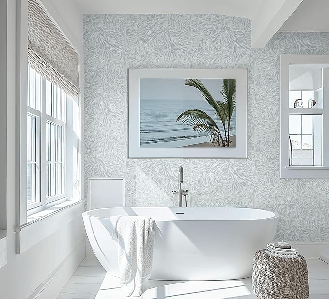 Heroad Blue Peel and Stick Wallpaper Boho Contact Paper 17.3"x196" Striped Wall Paper Modern Removable Self Adhesive Wallpaper for Bathroom Bedroom Cabinet Waterproof Neutral Wall Decor Vinyl Roll - Image 5