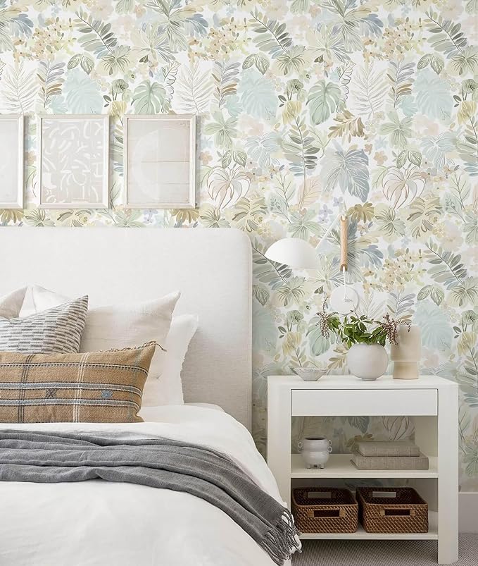 Heroad Boho Peel and Stick Wallpaper Tropical Wall Paper Botanical Floral Contact Paper 17.3''X393'' Removable Self Adhesive Wallpaper for Bathroom Kitchen Cabinet Waterproof Thicken Decor Vinyl Roll - Image 6