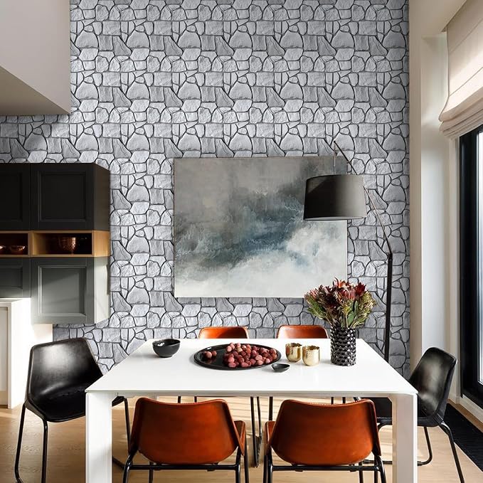 Commomy Faux Stone Peel and Stick Wall Panels | Ultralight Thin PVC Fake Rock Wallpaper DIY Wall Covering Decorative Tiles for Kitchen Backsplash,Bedroom (Covers 9.7 sq.ft) - Image 2