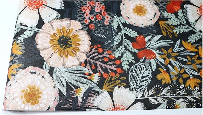 HAOKHOME Floral Wallpaper Peel and Stick Boho Pink Bathroom Contact Paper | Textured Navy Blue Orange Stick on Wall Paper Botanical Renter Friendly Removable Flower Bedroom Accent Decor 17.3in x 9.8ft - Image 8