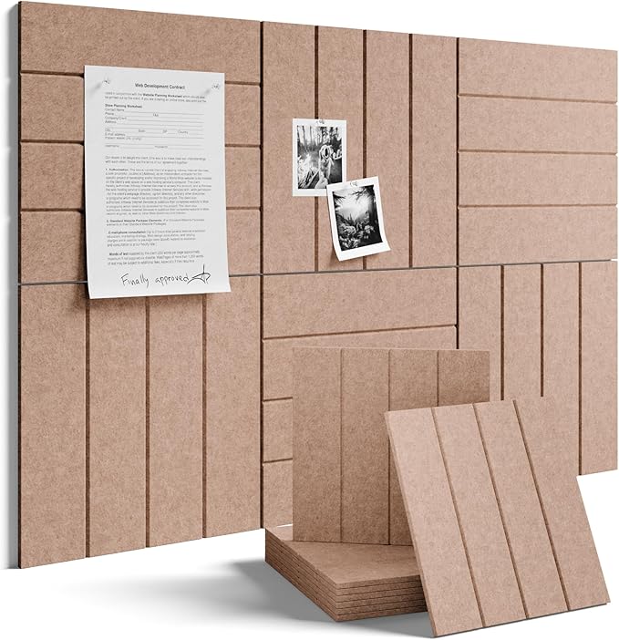 Fluxynara 36" x 24" Large Felt Bulletin Board, Terracotta | 6 Pack Cork Board Alternative with 30 Safe Adhesive Tabs, Felt Pin Boards for Wall Decor, Home, Office, Classroom, Dorm by FLUXYNARA