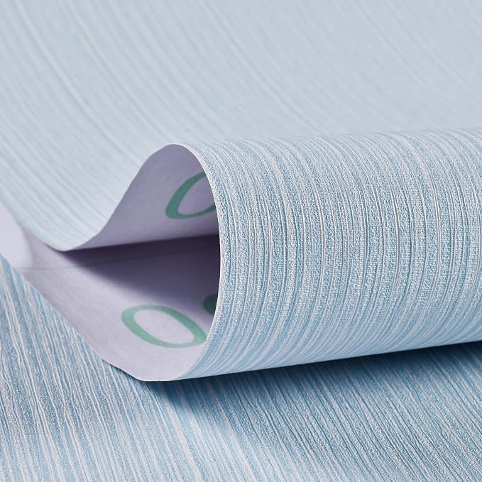 Haimin Grasscloth Wallpaper Textured 24in X 393in Fabric Contact Paper Light Blue Wall Paper Textured Linen Peel and Stick Self-Adhesive Thick Vinyl Embossed Film Wallpaper - Image 4