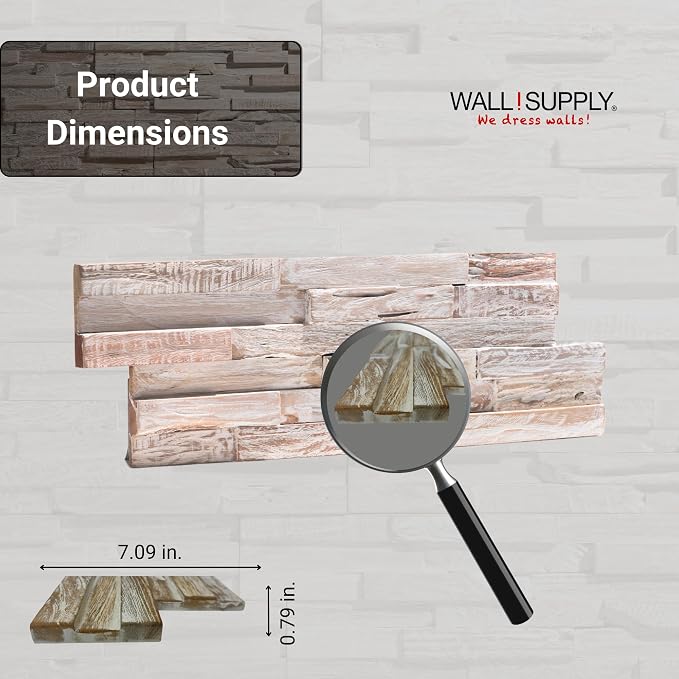 Wall!Supply 3D Wall Panels – Reclaimed Whitewash Asian Teak Wood – Home Decor Wallpaper Alternative for Living Room, Bedroom & Office – Easy DIY Installation – 10 Pack, Covers 9.6 Sq Ft | Real Reclaimed Asian Teak, Wallpaper Alternative, Easy DIY Insta... - Image 5