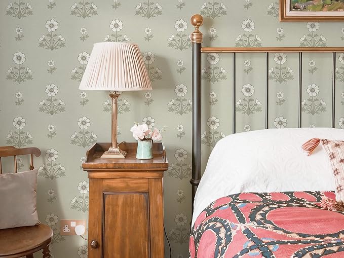Vintage Floral Wallpaper Floral Peel and Stick Wallpaper for Bathroom 78.7"×17.3" Daisy Wall Paper White and Green Cottagecore Contact Paper for Nursery Kitchen Self-Adhesive Vinyl Waterproof - Image 8