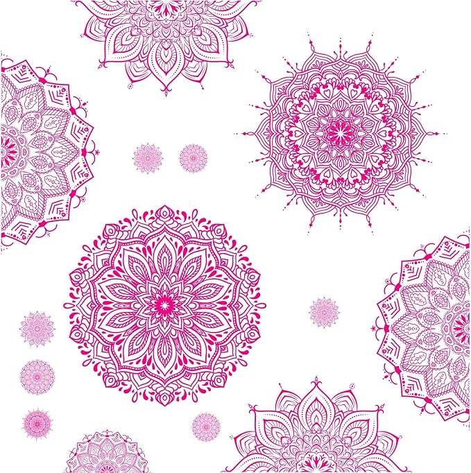 Large Mandala Wall Sticker Peel and Stick Pink Lotus Flower Wall Decals Mandala Floral Window Clings Stickers Modern Headboard Decor Mandala Wall Art Decal for Bedroom Living Room Yoga Decoration - Image 7
