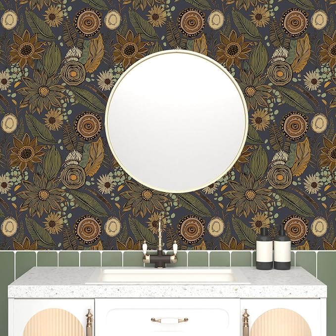 Laatse Boho Wallpaper Peel and Stick 17.5"x118", Haze Blue Contact Paper | Self Adhesive/Removable/Waterproof/Thick Vinyl Wall Paper for Bathroom Bedroom Shelf Cabinet Drawer,Prepasted,Easy Peel - Image 4