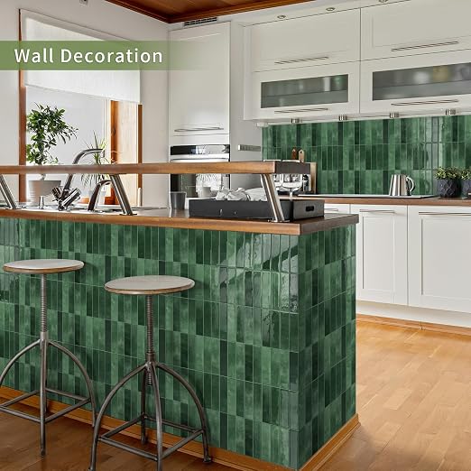 10 Sheets Upgraded Thicker Design Subway Tile Peel and Stick Backsplash | 12”×12”Self Adhesive Wall Tiles Stick on Back Splash for Kitchen,Bathroom,Camper(Forest Green) - Image 7