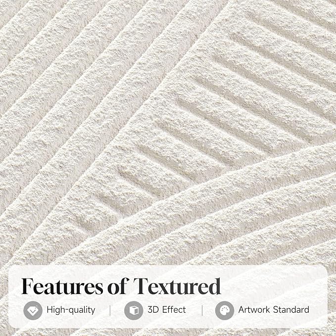 Large 3D Textured Modern White Abstract Wall Art for Living Room, 3 Piece | Solid Wood Framed Artwork for Walls, Set of 3 All White Texture Paintings, 24x36 In Big Pictures Wall Decor Bedroom Office - Image 3