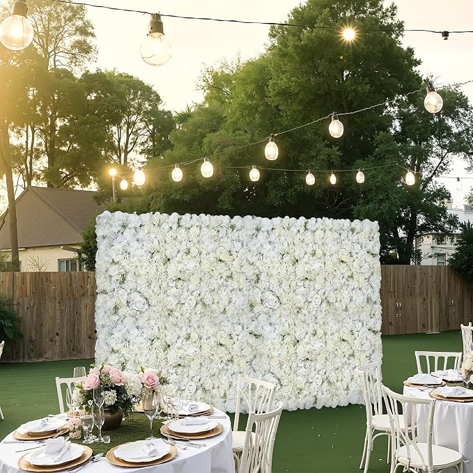 VEVOR 3D Flower Wall Panel, 24 PCS 15 x 15 inch, Artificial Floral Wall Background Mesh Backing Mat,Seamless Design&Easy Installation for Wedding Valentines Day Home Baby Party Backdrop Decor,White - Image 8