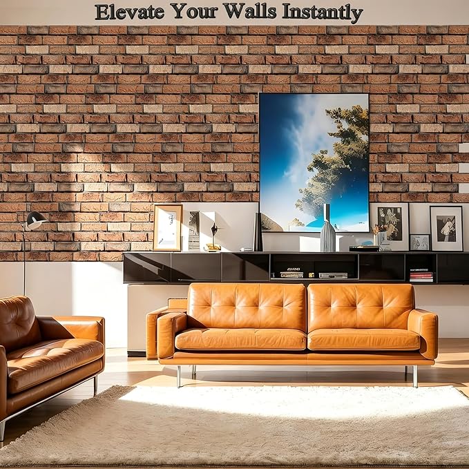 3D Wall Panels Peel and Stick, 10Pcs Brick Textured PVC Brick Panels | 11.81*11.81 Inch, Waterproof, Self-Adhesive Wall Tiles, for Accent Walls, Kitchen, Bathroom, Bedroom & Office Decor - Image 3