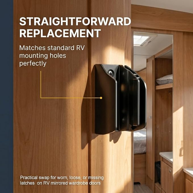 Mirrored Door Latch RV Sliding Wardrobe Doors (Pair) - Image 2