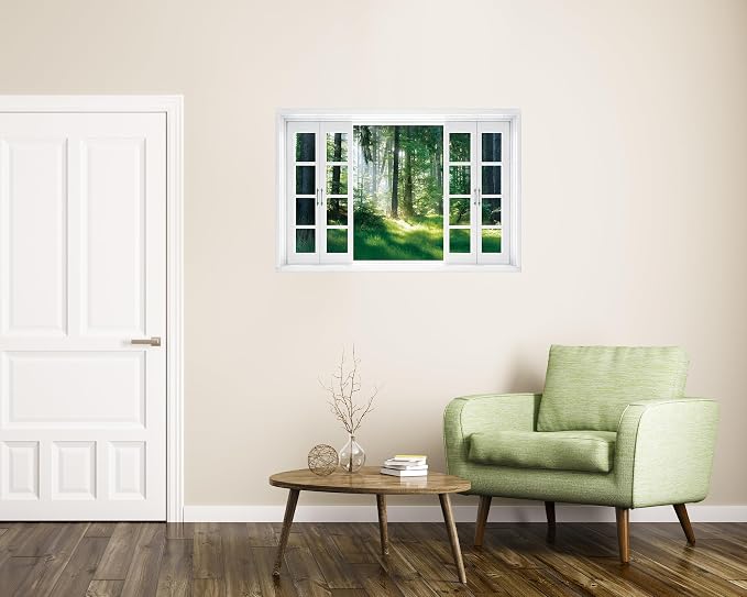 FLFK Fake Window Wall Mural - Nature Scene Forest Peel and Stick Decal, 48 x 32 inches, Set of 2 Sheets - Image 6