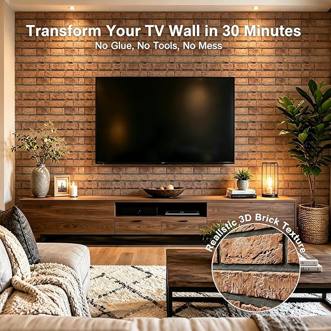 3D Brick Wall Panels Peel and Stick,10Pcs Self Adhesive PVC Tiles | 11.81*11.81 Inch, Waterproof, Self-Adhesive Wall Tiles, Wallpaper for Accent Walls, Kitchen, Bathroom, Bedroom, Office Decor - Image 4