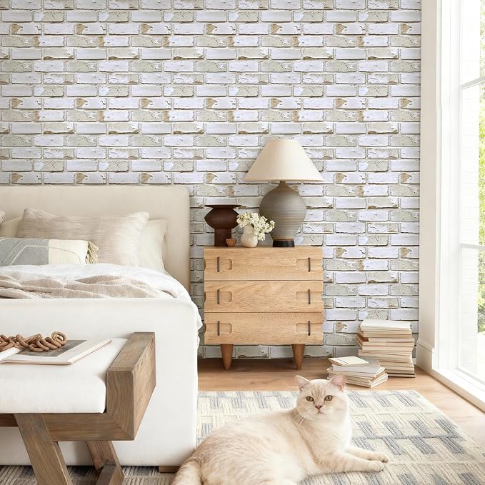 Commomy 3D Brick Wall Panels Peel and Stick 10 pcs 11.8" x 11.8" | Small Size Thin PVC Faux Brick Backsplash for Kitchen,Bedroom,Quick Interior Home Wall Decor(Covers 9.7 sq.ft) - Image 3