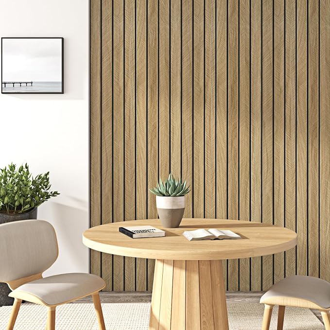 Wallercity Thick Brown Slats Wood Grain Wall Panels 11.8''x118'' Peel and Stick Sound Absorption 3D Wood Panels Vinyl Self Adhesive Waterproof Flexible Wooden Fence for Bedroom Living Room Wall Decor - Image 2