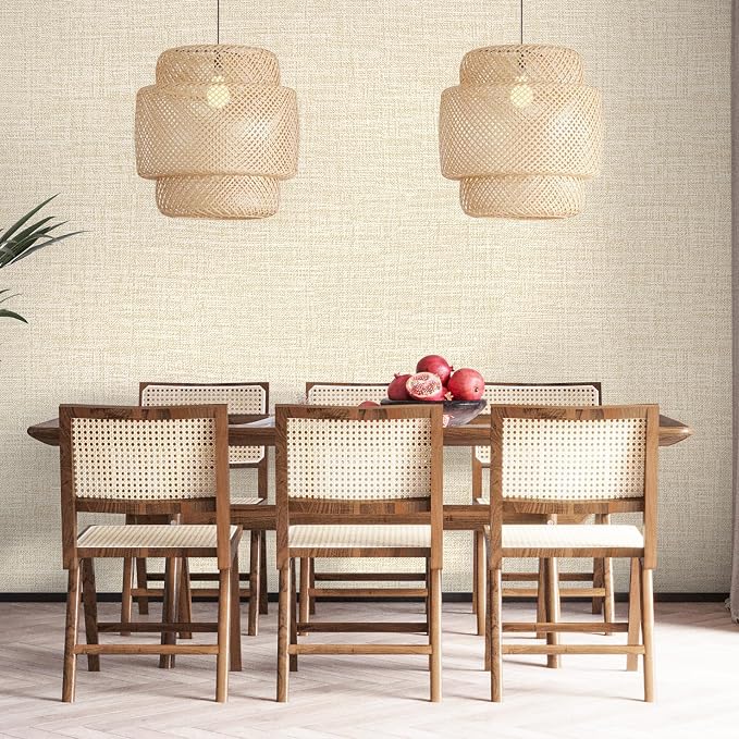 Beige Grasscloth Peel and Stick Wallpaper 17.3"x480" Faux Linen Textured Contact Paper Removable Self Adhesive Vinyl Wallpaper for Bedroom Bathroom Kitchen Cabinets - Image 8