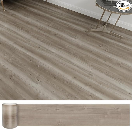 Lareko Peel and Stick Floor Tile, Waterproof Vinyl Plank Flooring | 36-Pack 54 Sq.Ft, Self-Adhesive Laminate Vinyl Tiles,Realistic Wood Grain for DIY Bathroom, Laundry Room & Rental Upgrades by Lareko