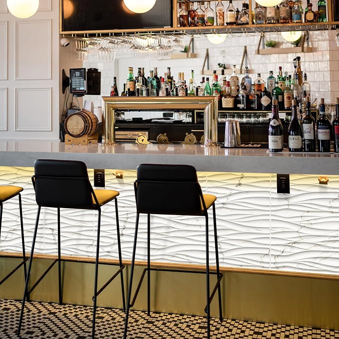 STICKGOO Wave 3D Wall Panels, White Marble, 19.7" x 19.7" | PVC Accent Wall Panels for Interior Wall Decor, Living Room, Lobby Bedroom Office, Pack of 12 - Image 5